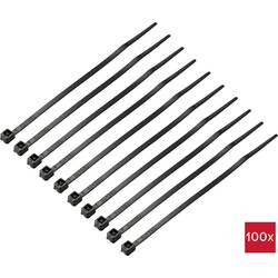 TRU COMPONENTS TC-12533316, stahovací pásky, 2.5 mm, 100 mm, černá, 100 ks