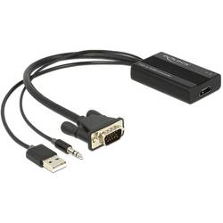 Delock 62597 HDMI / VGA / USB / jack adaptér [1x HDMI zásuvka - 1x D-SUB zástrčka 15pólová, USB-A konektor, Konektor jack] černá 0.25 m