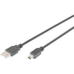 Digitus USB kabel USB 2.0 USB-A zástrčka, USB Mini-B zástrčka 1.00 m černá s funkcí OTG AK-300108-010-S