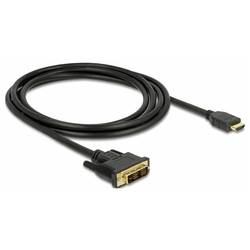 Delock DVI / HDMI kabel DVI-D 18 + 1 pól Zástrčka, Zástrčka HDMI-A 2 m černá 85584 třížilový stíněný, pozlacené kontakty DVI kabel