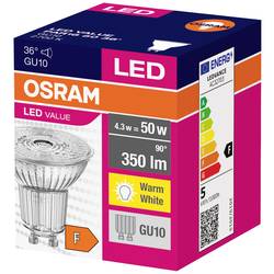 OSRAM HOMELIGHTING 4058075521681 LED Energetická třída (EEK2021) F (A - G) GU10 žárovka 4.3 W = 50 W teplá bílá (Ø x v) 50 mm x 50 mm 1 ks