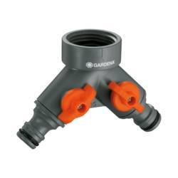 GARDENA 0938-20 plast 2cestný rozdělovač 24,2 mm (3/4) vnitřní závit, rychlospojka s regulačním ventilem