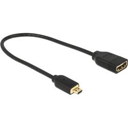 Delock HDMI kabel Zásuvka HDMI-A, Zástrčka HDMI Micro-D 0.23 m černá 65687 pozlacené kontakty, 4K UHD HDMI kabel