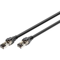 Digitus DK-1843-005 RJ45 síťové kabely, propojovací kabely CAT 8.1 S/FTP 0.5 m černá barevně rozlišený, stíněný, točený drát, S průchodkou chránící proti
