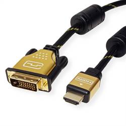Roline DVI kabel DVI-D 24+1pol. Zástrčka, Zástrčka HDMI-A 3.00 m vícebarevná 11.04.5892 stíněný DVI kabel