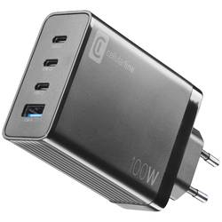 Cellularline ACHUSBGAN4WAL100WK USB nabíječka, Rychlonabíječka, 1x USB A , 3x USB-C®, 100 W, Dodávka energie, černá