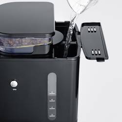 Severin Filterkaffeemaschine mit Mahlwerk und Edelstahl-Thermokanne, kávovar černá, nerezová ocel kartáčovaná připraví šálků najednou=8 displej, termoska, s