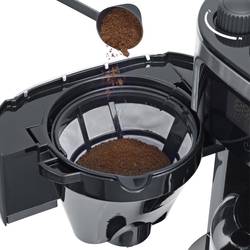 Severin Filterkaffeemaschine mit Mahlwerk und Edelstahl-Thermokanne, kávovar černá, nerezová ocel kartáčovaná připraví šálků najednou=8 displej, termoska, s