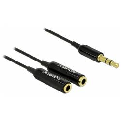 Delock 65356 audio kabel [1x jack zástrčka 3,5 mm - 2x jack zásuvka 3,5 mm] 25 cm černá