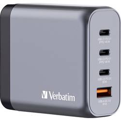 Verbatim GNC-140 GaN cestovní nabíječka, GaN, s adaptérem pro Evropu, s britským adaptérem, s americkým adaptérem, 1x USB A , 3x USB-C®, 140 W, Dodávka