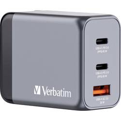 Verbatim GNC-65 GaN cestovní nabíječka, GaN, s adaptérem pro Evropu, s britským adaptérem, s americkým adaptérem, 1x USB A , 2x USB-C®, 65 W, Dodávka energie,