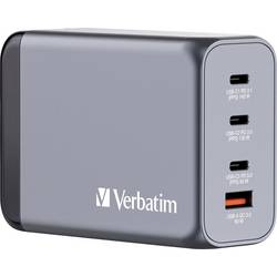 Verbatim GNC-240 GaN cestovní nabíječka, GaN, s adaptérem pro Evropu, s britským adaptérem, s americkým adaptérem, 1x USB A , 3x USB-C®, 240 W, Dodávka