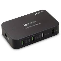 LVSUN Smart 4-Port USB nabíjecí hub 58 W 4x USB A do zásuvky (230 V), do auta, pro nákladní vozidla Qualcomm Quick Charge 2.0