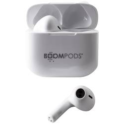 Boompods Bassline Compact špuntová sluchátka (In Ear) Bluetooth® bílá headset, personalizace zvuku, regulace hlasitosti, odolné vůči potu, dotykové ovládání