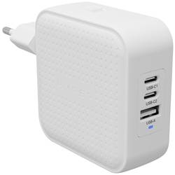 HYPER HyperJuice® 70W USB-C cestovní nabíječka, GaN, s adaptérem pro Evropu, s britským adaptérem, s americkým adaptérem, 1x USB A , 2x USB-C®, 70 W, bílá