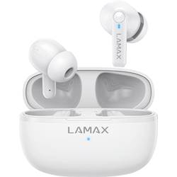 Lamax Clips1 Play Headset do uší (In Ear) Bluetooth® stereo bílá Indikátor nabití, Nabíjecí pouzdro, regulace hlasitosti, odolné vůči potu, dotykové ovládání,