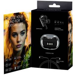 Intenso Buds Plus T310AE schwarz Headset do uší (In Ear) Bluetooth® stereo černá Potlačení hluku Nabíjecí pouzdro, Indikátor nabití, dotykové ovládání mobil