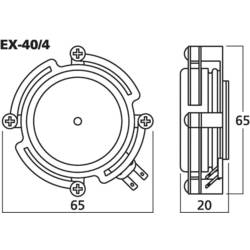 Monacor EX-40/4 reproduktor bez membrány 40 W 4 Ω kov, černá 1 ks
