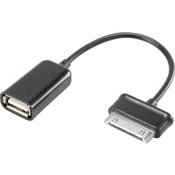 Renkforce USB kabel USB 2.0 Samsung 30pol. zástrčka, USB-A zásuvka 0.10 m černá s funkcí OTG, pozlacené kontakty RF-4080786