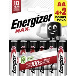 Energizer Max tužková baterie AA alkalicko-manganová, 1.5 V, 6 ks