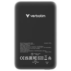 Verbatim Charge n Go Magnetic Wireless powerbanka Li-Pol, 10000 mAh, Rychlé nabíjení, Quick Charge 3.0, Power Delivery 3.0, Adaptivní rychlé nabíjení, USB-C®,