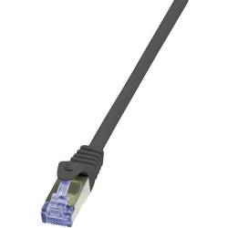 LogiLink CQ4013S RJ45 síťové kabely, propojovací kabely CAT 6A S/FTP 0.25 m černá pozlacené kontakty, samozhášecí, s ochranou 1 ks