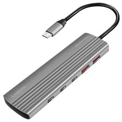 LogiLink UA0415 10 portů USB 3.1 hub (Gen 2) s hliníkovým krytem, s portem pro rychlé nabíjení vesmírná šedá
