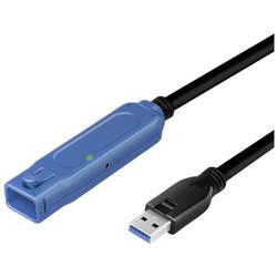 LogiLink USB kabel USB 3.2 Gen1 USB-A zásuvka, USB-A zástrčka 10.00 m černá, modrá Aktivní se zesílením signálu UA0177