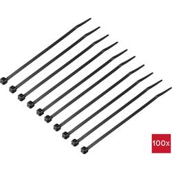 TRU COMPONENTS TC-12533324, stahovací pásky, 3.6 mm, 150 mm, černá, Odolnost proti chladu, 100 ks