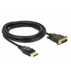 Delock DisplayPort / DVI kabel Konektor DisplayPort, DVI-D 24+1pol. Zástrčka 3 m černá 85314 pozlacené kontakty, kroucený , třížilový stíněný, 4K UHD Kabel