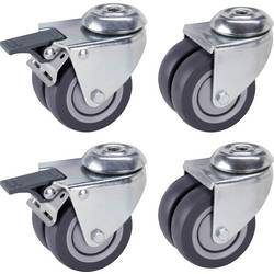 dörner + helmer 450410 Dvojité otočné kolečko ve vidlici Ø kola: 75 mm nosnost (max.): 100 kg 4 ks