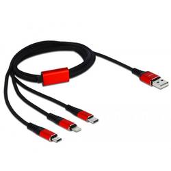 Delock USB kabel USB 2.0 USB-A zástrčka, USB-C ® zástrčka, USB Micro-B zástrčka, Apple Lightning konektor 1.00 m černá, červená 85892
