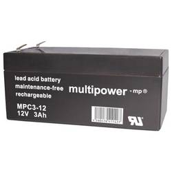 multipower MPC3-12 117718 olověný akumulátor 12 V 3 Ah olověný se skelným rounem (š x v x h) 67 x 66 x 134 mm plochý konektor 6,35 mm odolné proti více cyklům,