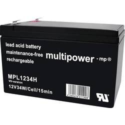 multipower MPL1234H-V0 149200 olověný akumulátor 12 V 8.5 Ah olověný se skelným rounem (š x v x h) 65 x 102 x 151 mm plochý konektor 6,35 mm bezúdržbové,
