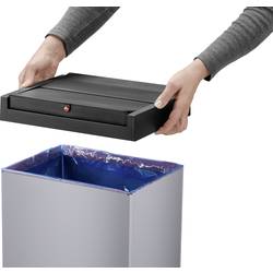 Hailo Bix-Box Swing XL 8602210 odpadkový koš, 52 l, ocelový plech, (d x š x v) 340 x 339 x 763 mm, stříbrná, černá, se samouzavíracím víkem, 1 ks