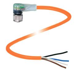 Pepperl+Fuchs V1-W-E8-OR5M-PUR-A1 upravený zástrčkový konektor pro senzory - aktory, 70137220-100002, piny: 4, 5 m, 1 ks
