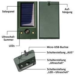 Gardigo Solar-Tierabwehr Basic, 60068, plašič zvěře 1 ks, funkce: multifrekvence, LED světlo