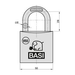 Basi VB5090-0050 visací zámek 50 mm zámky s různými klíči na klíč