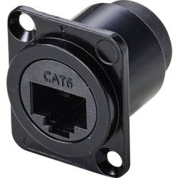 TRU COMPONENTS TC-9554644 RJ45 průchozí vestavná zásuvka D, tvar Cat 6 zásuvka, rovná Počet pólů 8P8C černá 1 ks