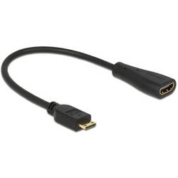 Delock HDMI kabel Zástrčka HDMI Mini-C, Zásuvka HDMI-A 0.23 m černá 65650 pozlacené kontakty HDMI kabel