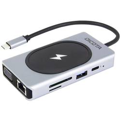 Dicota USB-C 10-in-1 Wireless Charging Dock 4K PD 100W + 15W 10 portů USB-C® (USB 3.1) Multiport hub s hliníkovým krytem, s vestavěnou síťovou přípojkou, se