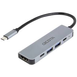Dicota neu 5 portů USB-C® (USB 3.1) Multiport hub s hliníkovým krytem, s konektorem USB C, UHD stříbrná