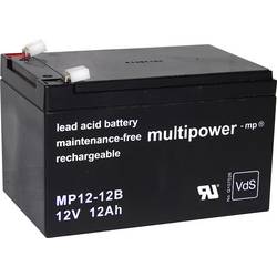 multipower MP12-12B 117750 olověný akumulátor 12 V 12 Ah olověný se skelným rounem (š x v x h) 98 x 98 x 151 mm plochý konektor 6,35 mm bezúdržbové, nepatrné