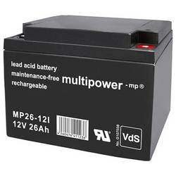 multipower MP26-12I 117381 olověný akumulátor 12 V 26 Ah olověný se skelným rounem (š x v x h) 166 x 125 x 175 mm šroubované M5 bezúdržbové, nepatrné vybíjení,