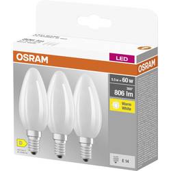 OSRAM HOMELIGHTING 4058075592551 LED Energetická třída (EEK2021) D (A - G) E14 svíčkový tvar 5.5 W = 60 W teplá bílá (Ø x d) 35 mm x 100 mm 3 ks