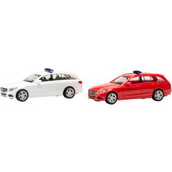 Herpa 013284-003 H0 model osobního automobilu Mercedes Benz Kombinovaná třída C s výstražnými pruhy, červená a bílá