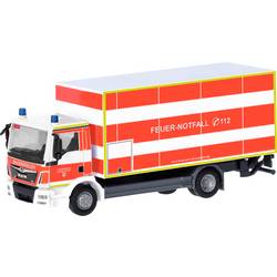 Herpa 098076 H0 model zásahového vozidla MAN Nákladní kufr TGM s náplním na palubu pro hasiče Düsseldorf