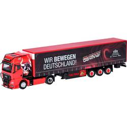 Herpa 318075 H0 model nákladního vozidla MAN TGX Gardinenplanensatensattag „Genthner/my hýbáme Německo“ (Bádensko-Württembersko/Oberdingen)