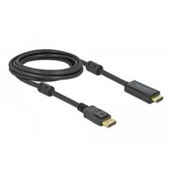 Delock DisplayPort / HDMI kabel Konektor DisplayPort, Zástrčka HDMI-A 3 m černá 85957 pozlacené kontakty, 4K UHD Kabel DisplayPort