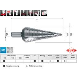 RUKO 101052 101052 HSS stupňovitý vrták Celková délka 100 mm 1 ks